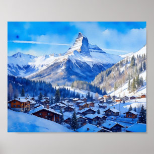 Poster Zermatt Cervin Suisse Aquarelle