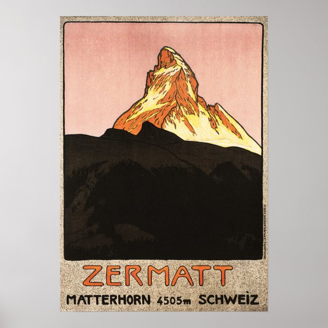 Poster ZERMATT Matterhorn Suisse Randonnées de ski (Devant)