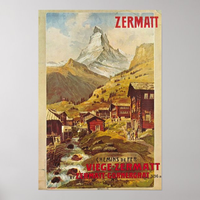 Poster Zermatt Schweiz Gornergratbahn (Vorne)
