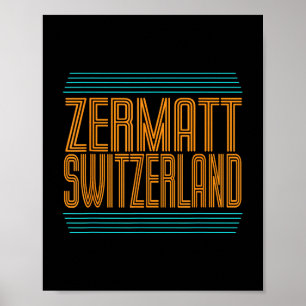 Poster Zermatt Suisse Ski alpin Rétro Alpes suisses