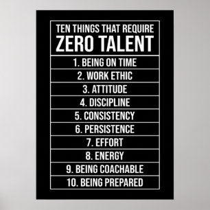 Poster Zéro Talent requis - Motivation du succès