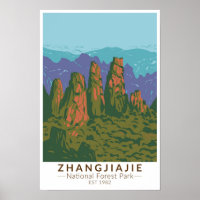 Zhangjiajie Forêt Nationale Chine Voyage Art Rétro