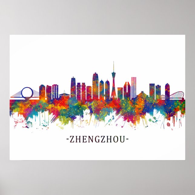 Poster Zhengzhou China Skyline (Devant)