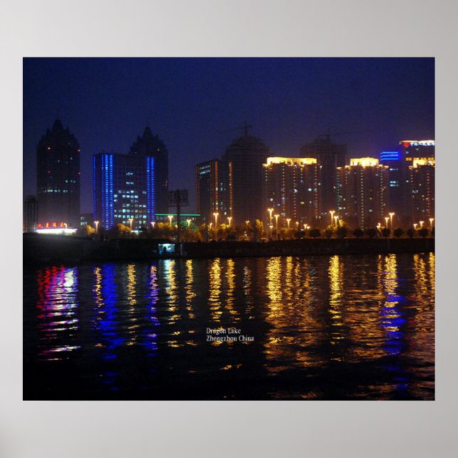 Poster Zhengzhou, province du Henan, lac Dragon (Devant)