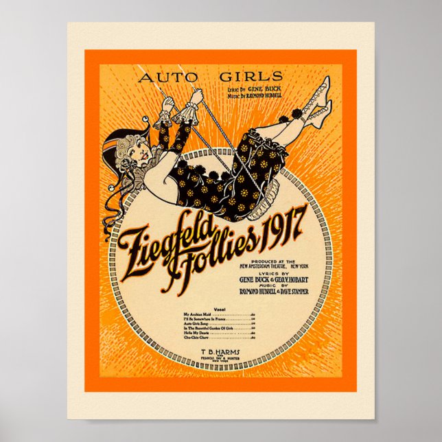 Poster Ziegfeld Follies 1917 Sheet Music Cover Copie (Devant)