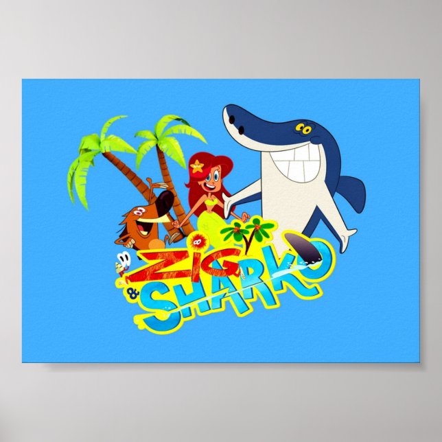 Poster Zig et sharko dessin animé exotique parti (Devant)