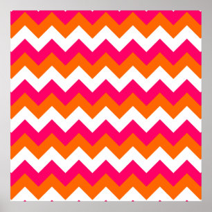 Poster Zigzag blanc orange rose