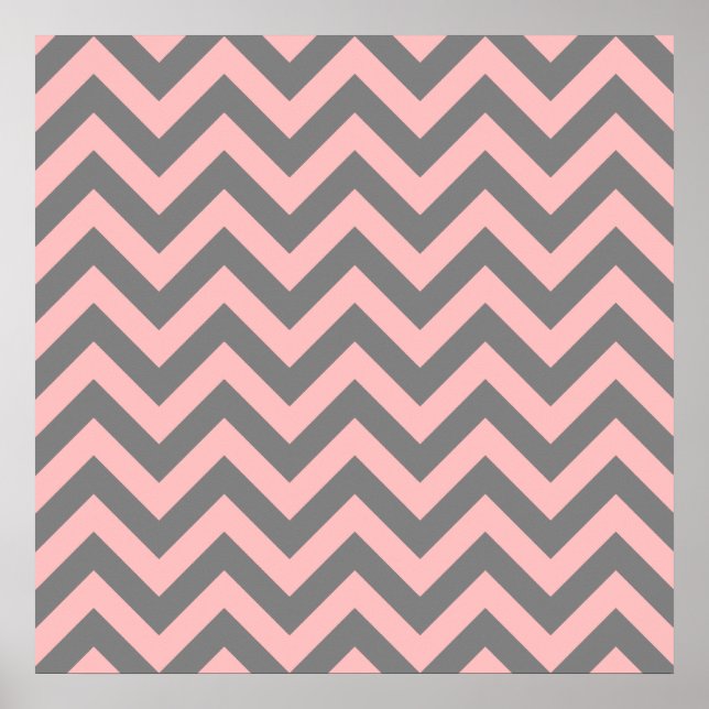 Poster Zigzag rose et gris (Devant)