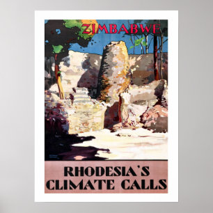 Poster Zimbabwe, appels climatiques de la Rhodésie, vinta