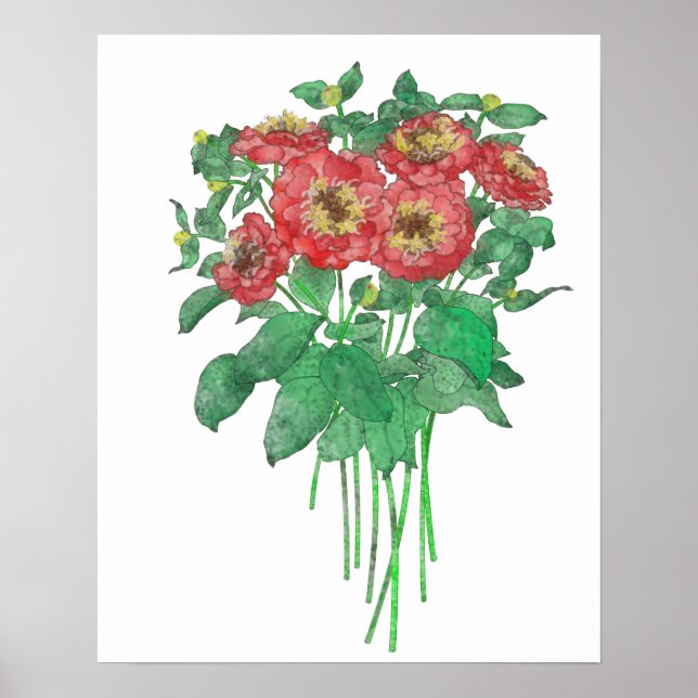 Poster Zinnias (Devant)