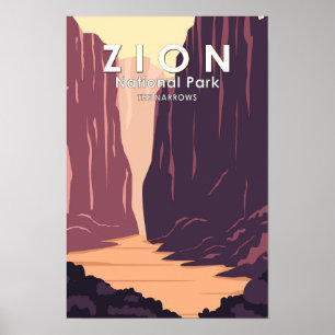 Poster Zion National Park The Narrows Rétro