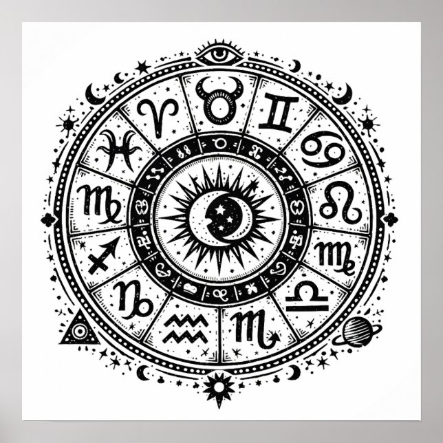 Poster Zodiac Arcana — Les Douze Signes par BurnsInHell (Devant)