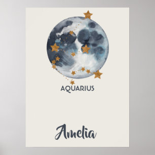 Poster Zodiac Celestial Aquarius Nursery Wall Art