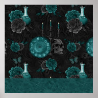 Zodiac Magie | Turquoise foncé vert crâne gothique