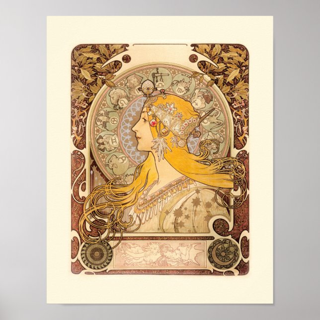 Poster Zodiac par Alphonse Mucha (Devant)