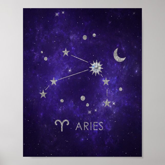 Poster Zodiac Purple Aries | Horoscope d'astrologie cosmi (Devant)