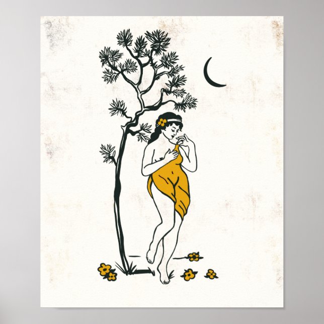 Poster Zodiac Style Toile Art Avec Le Virgo Maiden (Devant)