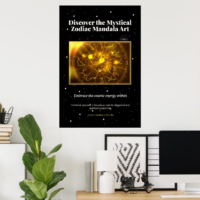 Poster Zodiaque mystique Mandala Art | Astrologie céleste (Bureau à domicile)