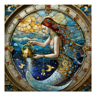 Poster Zodiaque - Verseau La Porteuse d'Eau Sirène