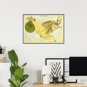 Poster Zodiaque vintage, Astrologie Capricorne Constellat