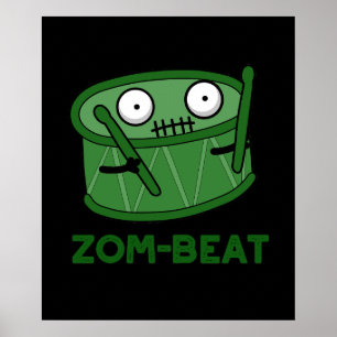 Poster Zom-beat Funny Zombie Drum Pun Dark BG