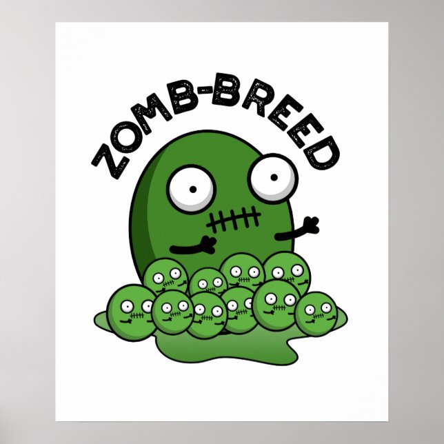 Poster Zom-breed Funny Halloween Zombie race Pun (Devant)
