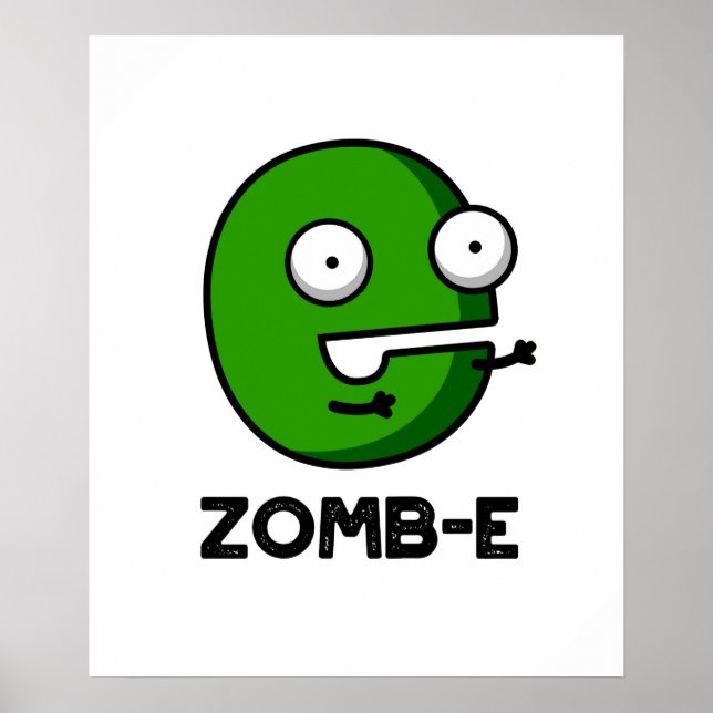 Poster Zom-E Drôle Halloween Zombie Alphabet E Pun (Devant)