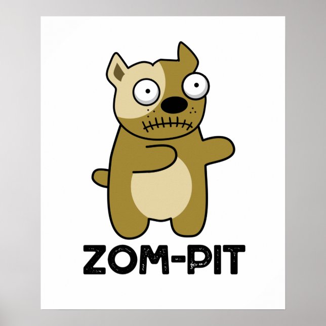 Poster Zom-pit Funny Halloween Zombie Pit Bull Pun (Devant)