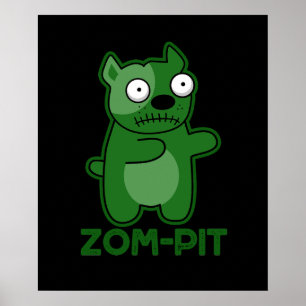Poster Zom pit Funny Halloween Zombie Pun foncé BG
