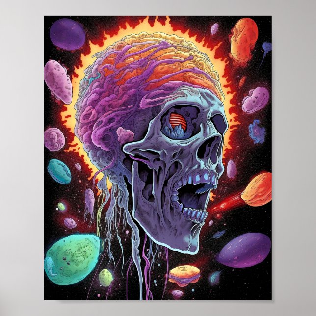 Poster Zombie Crâne Créature Sci-fi Horreur Art (Devant)
