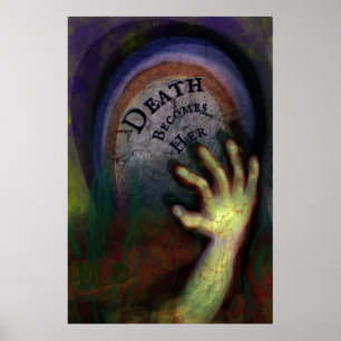 Poster Zombie Graveyard Hand Reaching Up Haunted Art