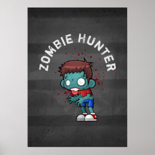 Poster Zombie Hunter with Blood Splatter Creepy