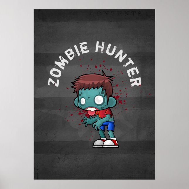 Poster Zombie Hunter with Blood Splatter Creepy (Devant)