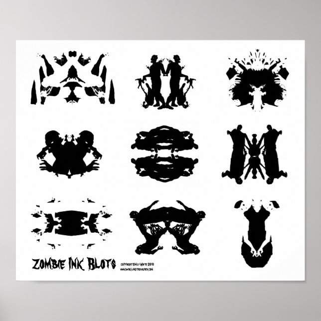 Poster Zombie Ink Blot Rorschach sombre psychologie Art (Devant)