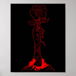 Poster Zombiecore esthétique Zombie main Rouge Rose Squel