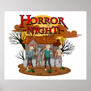 Poster Zombies nocturnes d'horreur