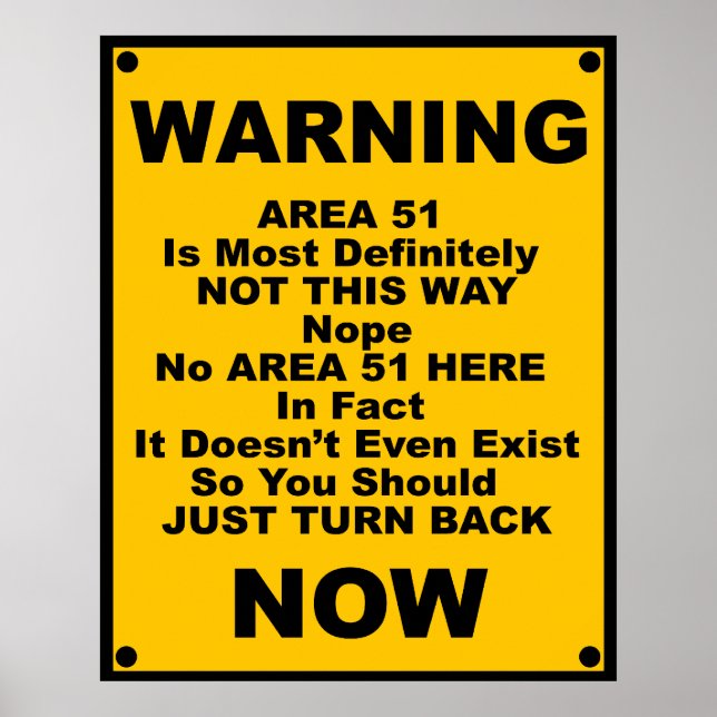 Poster Zone 51 ~ Avertissement à l'usure (Devant)