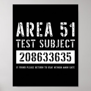 Poster Zone 51 Objet de l'essai 3635 Enlèvement d'Aliens 