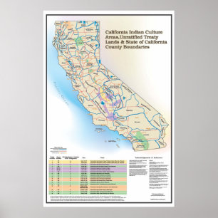 Poster Zone culturelle indienne de Californie - Carte