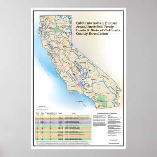 Poster Zone culturelle indienne de Californie - Carte