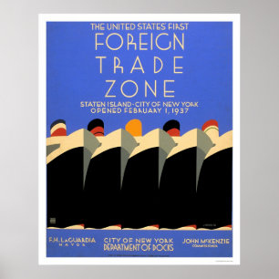 Poster Zone de commerce extérieur de NY WPA 1937