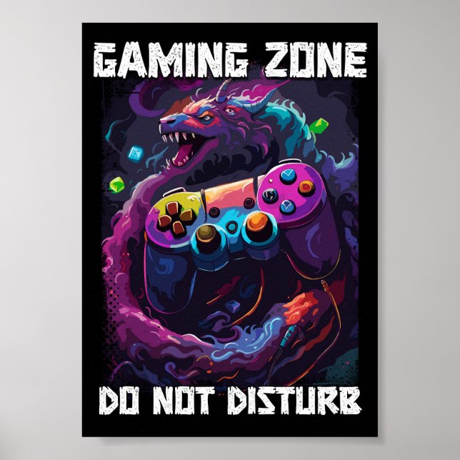 Poster Zone de jeu ne dérangez pas Cool Gamer Dragon Art (Devant)