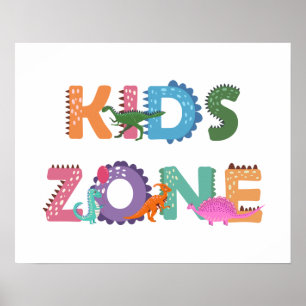 Poster Zone Enfants Dinosaures