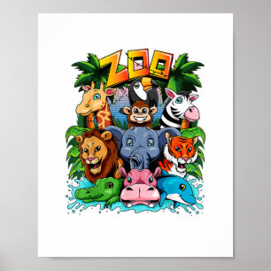 Poster Zoo Animal Chemise Enfants Garçons Filles Enseigna