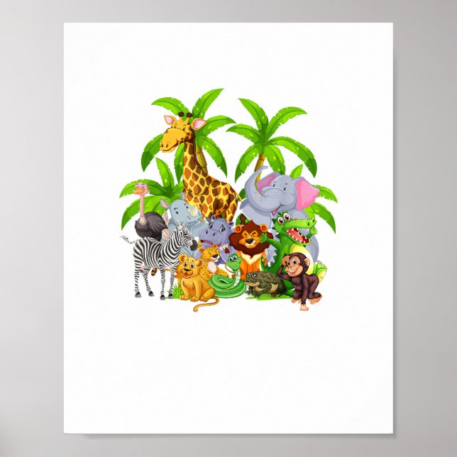 Poster Zoo Animaux Safari Faune Fête Anniversaire A Day A (Devant)