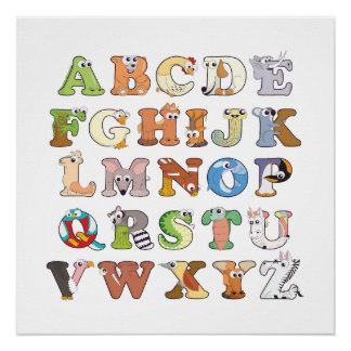 Poster Zoo - Lettres alphabétiques sur les animaux - Appr