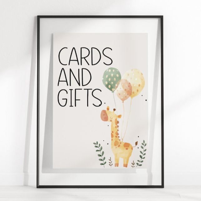 Poster Zoo Safari Nursery Animaux Baby showers Cartes Cad (Créateur téléchargé)