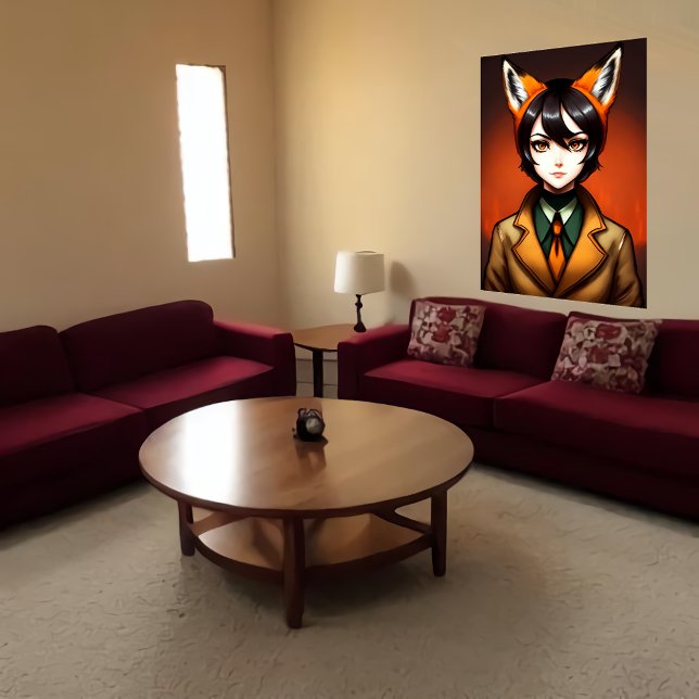 Poster Zoomorphes jeunes femmes cheveux noirs renard orei (Créateur téléchargé)