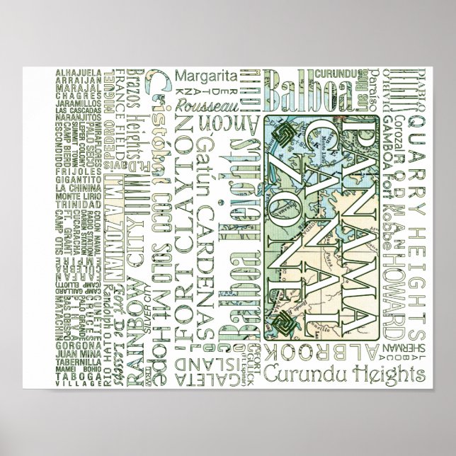 Poster ZPC - Zone du canal de Panama avec carte (Devant)