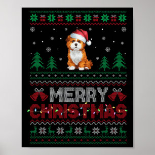 Poster Zuchon Amoureux de les chiens Santa Hat Lumières d